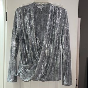 Shiny Metallic Swoop Blouse